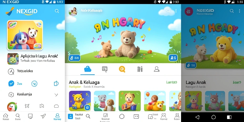 Antarmuka NEXGID yang menarik dengan berbagai lagu anak.